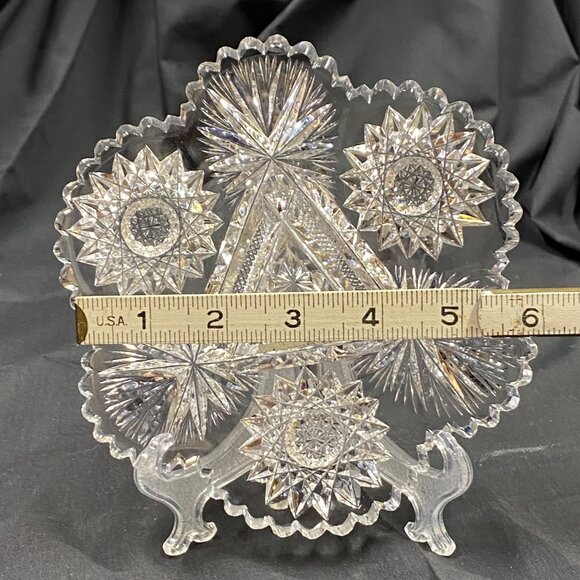 Antique ABP American Brilliant Cut Glass Mayonnaise Plate 6” Dish Serving Piece - Picture 13 of 15